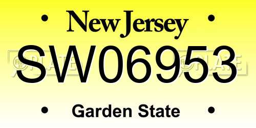 SW06953 New Jersey License Plate