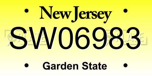 SW06983 New Jersey License Plate