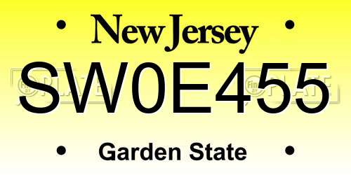 SW0E455 New Jersey License Plate