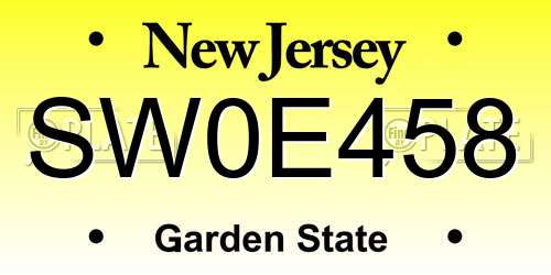 SW0E458 New Jersey License Plate