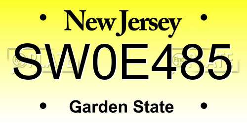SW0E485 New Jersey License Plate