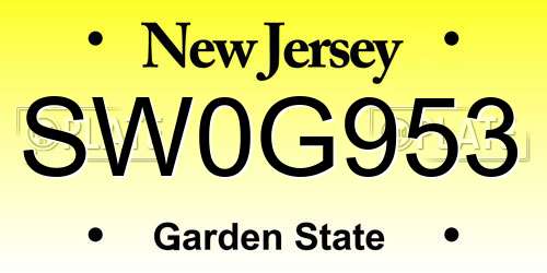SW0G953 New Jersey License Plate