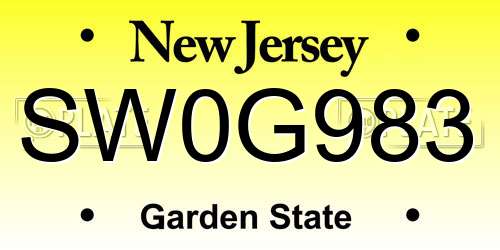 SW0G983 New Jersey License Plate