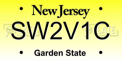 SW2V1C New Jersey License Plate