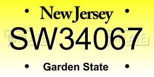 SW34067 New Jersey License Plate