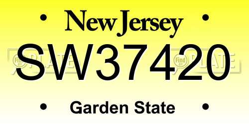 SW37420 New Jersey License Plate