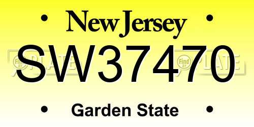 SW37470 New Jersey License Plate