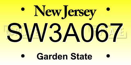 SW3A067 New Jersey License Plate