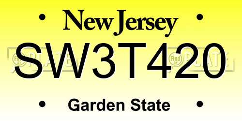 SW3T420 New Jersey License Plate