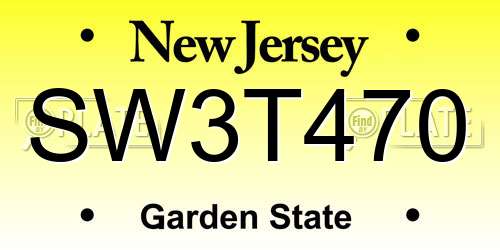 SW3T470 New Jersey License Plate