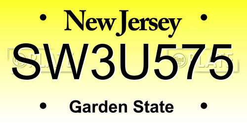 SW3U575 New Jersey License Plate