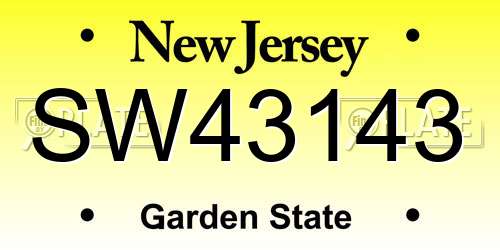 SW43143 New Jersey License Plate