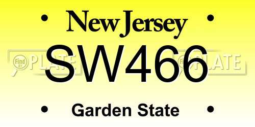 SW466 New Jersey License Plate