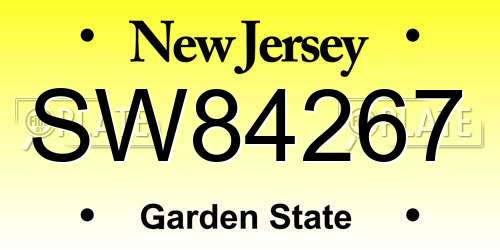 SW84267 New Jersey License Plate
