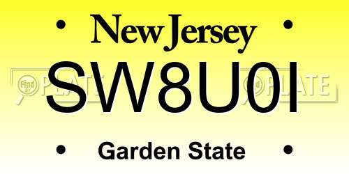 SW8U0I New Jersey License Plate