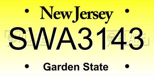 SWA3143 New Jersey License Plate