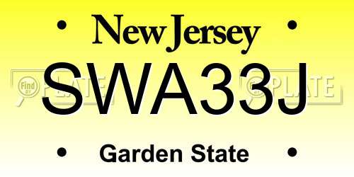 SWA33J New Jersey License Plate
