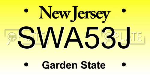 SWA53J New Jersey License Plate