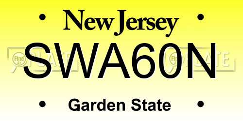 SWA60N New Jersey License Plate