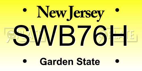 SWB76H New Jersey License Plate