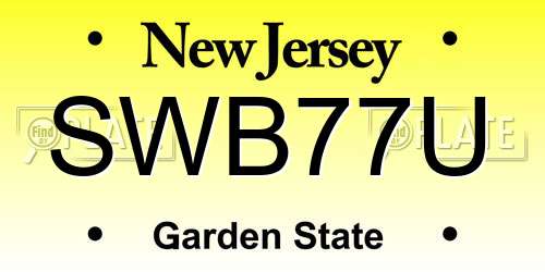 SWB77U New Jersey License Plate