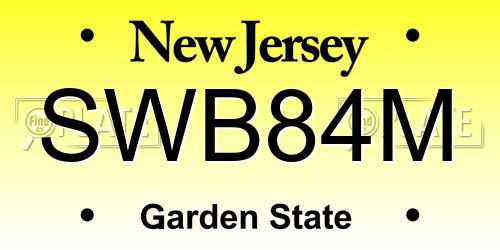 SWB84M New Jersey License Plate