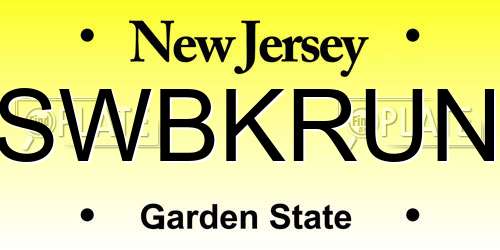 SWBKRUN New Jersey License Plate