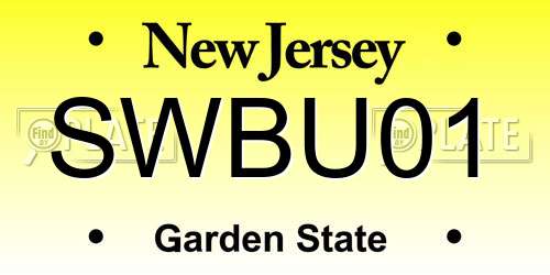 SWBU01 New Jersey License Plate
