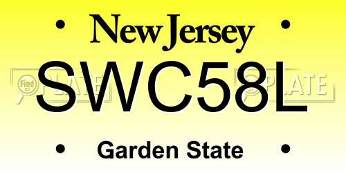 SWC58L New Jersey License Plate
