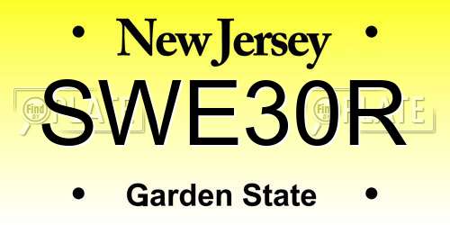 SWE30R New Jersey License Plate