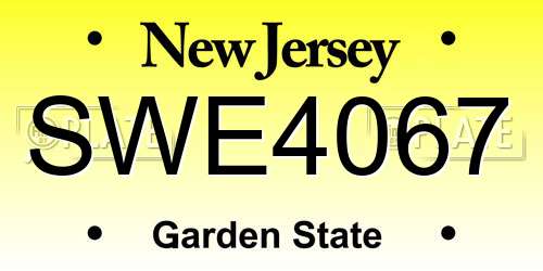SWE4067 New Jersey License Plate