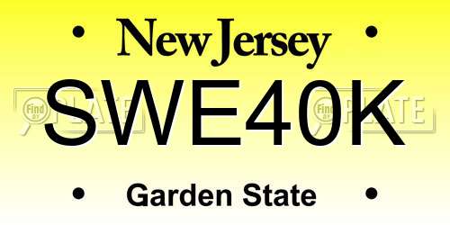 SWE40K New Jersey License Plate