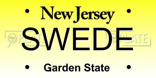 SWEDE New Jersey License Plate