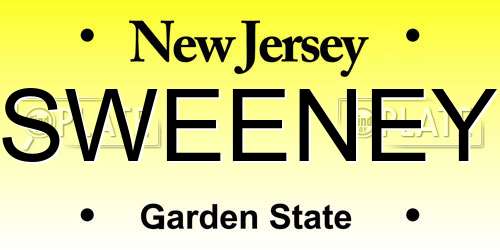 SWEENEY New Jersey License Plate