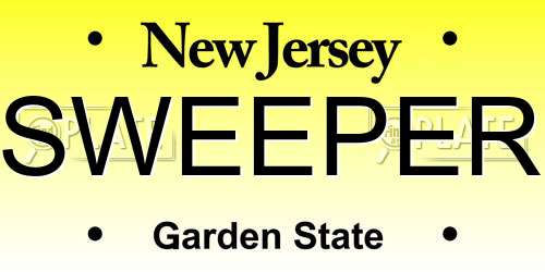 SWEEPER New Jersey License Plate