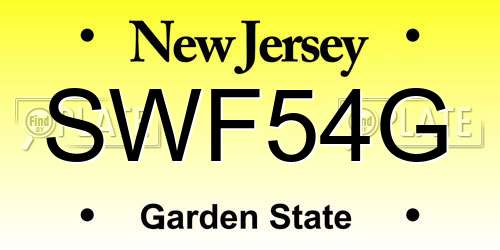 SWF54G New Jersey License Plate