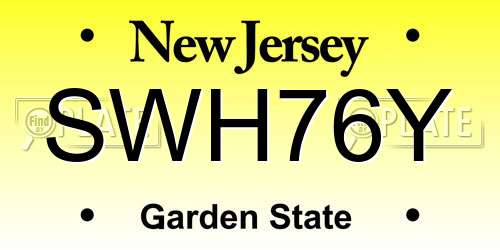 SWH76Y New Jersey License Plate