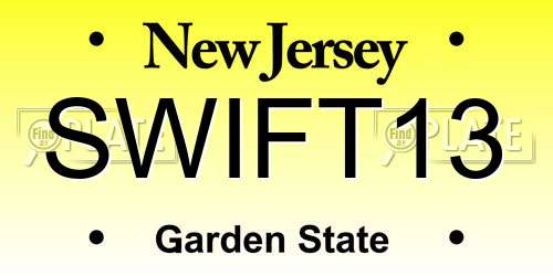 SWIFT13 New Jersey License Plate