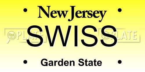 SWISS New Jersey License Plate