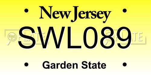 SWL089 New Jersey License Plate