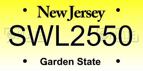 SWL2550 New Jersey License Plate