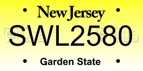 SWL2580 New Jersey License Plate