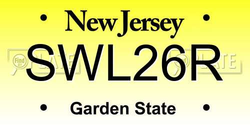 SWL26R New Jersey License Plate