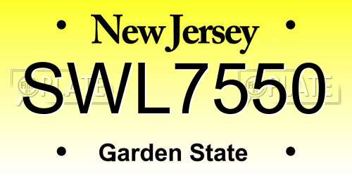SWL7550 New Jersey License Plate