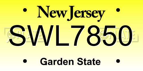 SWL7850 New Jersey License Plate