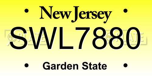 SWL7880 New Jersey License Plate