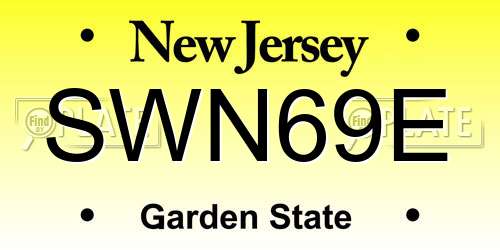 SWN69E New Jersey License Plate