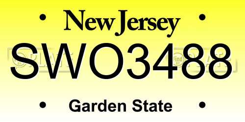 SWO3488 New Jersey License Plate