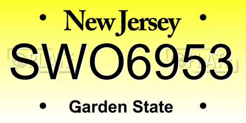 SWO6953 New Jersey License Plate