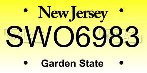 SWO6983 New Jersey License Plate